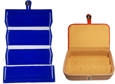 

Afrose Combo of 2 velvet Vanity case Ring and Earring storage travelling Folder Box Vanity Box(Multicolor)