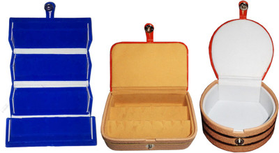 

Shivanshshine Combo 1 pc blue earring folder 1 ear ring box and 1 pc bangle box jewelry vanity case Vanity Box Vanity Box(Multicolor)