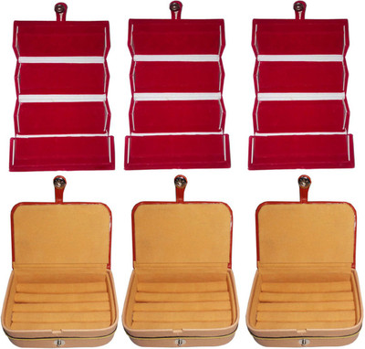 

Sarohi Combo of 6 velvet Vanity case Ring and Earring storage travelling Folder Box Vanity Box(Multicolor)