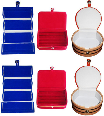 

Sarohi Set of 6 velvet Vanity case Ring and Earring storage travelling Folder Box Vanity Box(Multicolor)