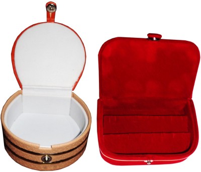 

Afrose Set of 2 velvet Vanity case Ring and Earring storage travelling Folder Box Vanity Box(Multicolor)