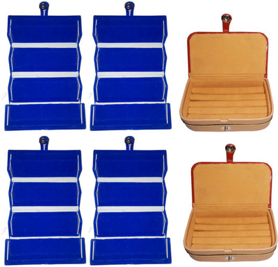 

Sarohi Combo of 6 velvet Vanity case Ring and Earring storage travelling Folder Box Vanity Box(Multicolor)