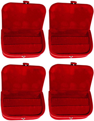 

Shivanshshine Set of 4 velvet Earring folder Ring box jewelery case ring storage ear ring travelling folder Vanity Box Vanity Box(Red)