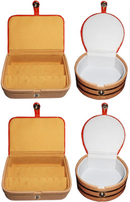 

Sarohi Combo of 4 velvet Vanity case Ring and Earring storage travelling Folder Box Vanity Box(Multicolor)