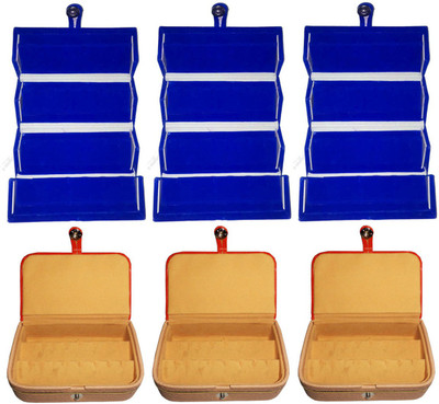 

Afrose Set of 6 velvet Vanity case Ring and Earring storage travelling Folder Box Vanity Box(Multicolor)