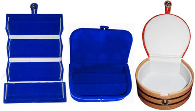 

Shivanshshine Combo 1 pc blue earring folder 1 blue ear ring box and 1 pc bangle box jewelry vanity case Vanity Box Vanity Box(Multicolor)