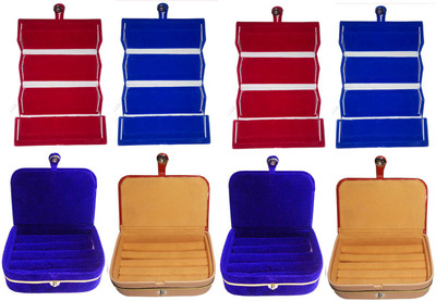 

Shivanshshine Combo 2 pc blue earring folder 2 pc red ear ring box 2 pc blue ring box and 2 pc ring jewelry vanity box Vanity Box Vanity Box(Multicolor)