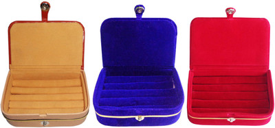 

Afrose Set of 3 velvet Vanity case Ring and Earring storage travelling Folder Box Vanity Box(Multicolor)