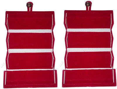 Afrose Set of 2 velvet Ear ring Folder Vanity case ring storage travelling Box Vanity Box(Maroon)