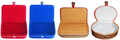 

Afrose Combo of 4 velvet Vanity case Ring and Earring storage travelling Folder Box Vanity Box(Multicolor)