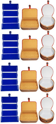 

Afrose Combo of 12 velvet Vanity case Ring and Earring storage travelling Folder Box Vanity Box(Multicolor)