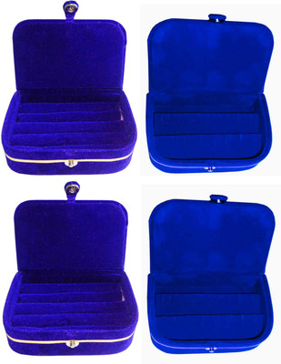 

Afrose Combo of 4 velvet Vanity case Ring and Earring storage travelling Folder Box Vanity Box(Multicolor)