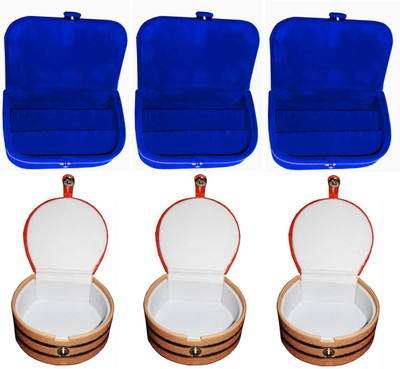 

Afrose Combo of 6 velvet Vanity case Ring and Earring storage travelling Folder Box Vanity Box(Multicolor)
