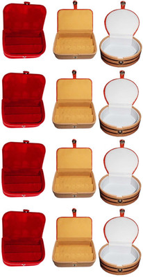 

Sarohi Set of 12 velvet Vanity case Ring and Earring storage travelling Folder Box Vanity Box(Multicolor)