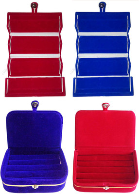 

Shivanshshine Combo 1 pc blue earring folder 1 pc red ear ring box 1 pc blue ring box and 1 pc red ring jewelry vanity box Vanity Box Vanity Box(Multicolor)