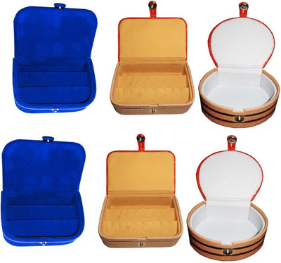 

Sarohi Combo of 6 velvet Vanity case Ring and Earring storage travelling Folder Box Vanity Box(Multicolor)