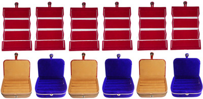 

Sarohi Combo of 12 velvet Vanity case Ring and Earring storage travelling Folder Box Vanity Box(Multicolor)