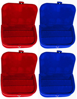 

Sarohi Set of 4 velvet Vanity case Ring and Earring storage travelling Folder Box Vanity Box(Multicolor)