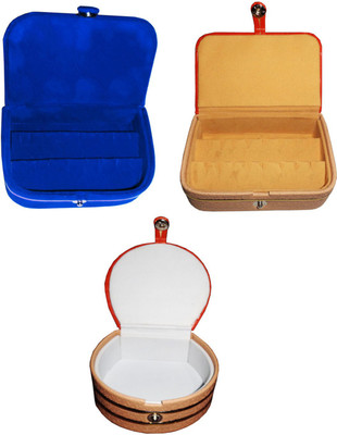 

Sarohi Combo of 3 velvet Vanity case Ring and Earring storage travelling Folder Box Vanity Box(Multicolor)