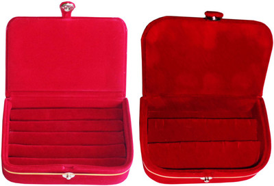 

Sarohi Combo of 2 velvet Vanity case Ring and Earring storage travelling Folder Box Vanity Box(Multicolor)