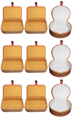 

Sarohi Set of 9 velvet Vanity case Ring and Earring storage travelling Folder Box Vanity Box(Multicolor)