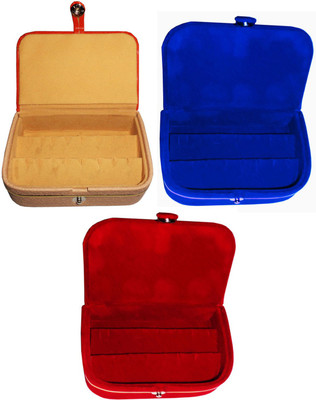 

Sarohi Combo of 2 velvet Vanity case Ring and Earring storage travelling Folder Box Vanity Box(Multicolor)