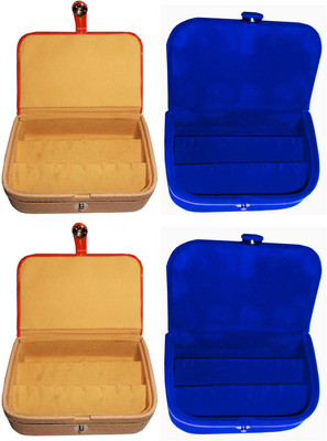 

Afrose Combo of 4 velvet Vanity case Ring and Earring storage travelling Folder Box Vanity Box(Multicolor)
