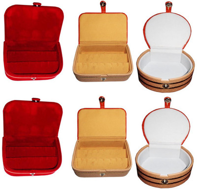 

Shivanshshine Combo 2 pc earring box 2 pc red ear ring folder 2 pc bangle box jewelry vanity case Vanity Box Vanity Box(Multicolor)