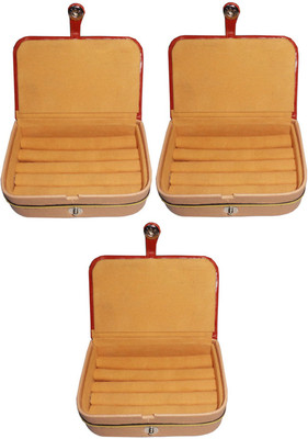 

Afrose Set of 3 velvet Vanity case ring storage travelling folder Box Vanity Box(Brown)