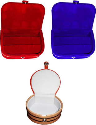 

Sarohi Combo of 3 velvet Vanity case Ring and Earring storage travelling Folder Box Vanity Box(Multicolor)