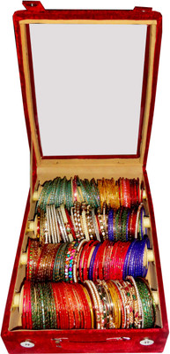 

Shivanshshine 4 Roll Rod Wodden Velvet Bangles Box With Clear Plastic Vanity Box Vanity Box(Multicolor)