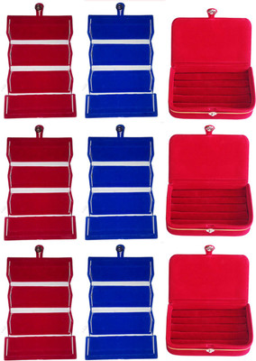 

Shivanshshine Combo 3 pc red earring folder 3 pc blue ear ring folder 3 pc ring jewelry vanity box Vanity Box Vanity Box(Multicolor)