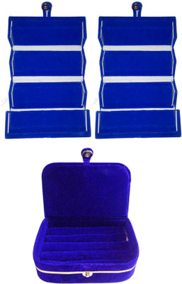 

Sarohi Set of 3 velvet Vanity case Ring and Earring storage travelling Folder Box Vanity Box(Multicolor)