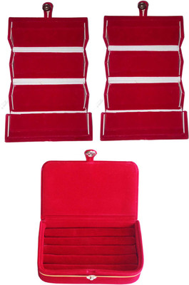 

Sarohi Combo of 3 velvet Vanity case Ring and Earring storage travelling Folder Box Vanity Box(Multicolor)