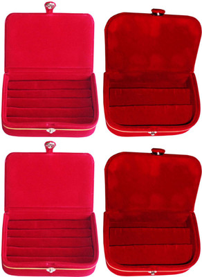 

Sarohi Combo of 4 velvet Vanity case Ring and Earring storage travelling Folder Box Vanity Box(Multicolor)