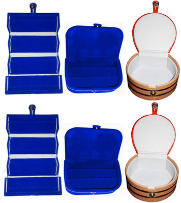 

Sarohi Set of 6 velvet Vanity case Ring and Earring storage travelling Folder Box Vanity Box(Multicolor)