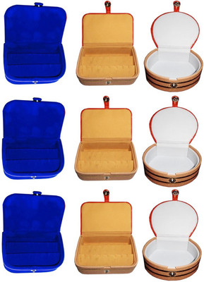 

Afrose Combo of 9 velvet Vanity case Ring and Earring storage travelling Folder Box Vanity Box(Multicolor)