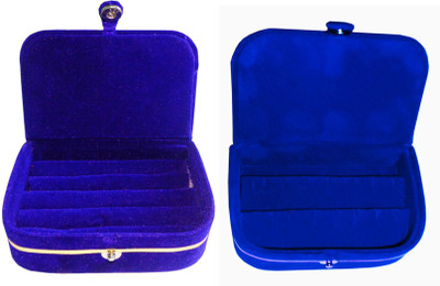 

Sarohi Set of 2 velvet Vanity case Ring and Earring storage travelling Folder Box Vanity Box(Multicolor)