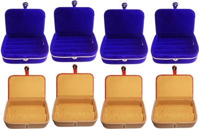 

Sarohi Combo of 8 velvet Vanity case Ring and Earring storage travelling Folder Box Vanity Box(Multicolor)