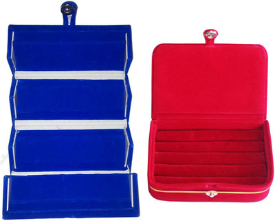 

Sarohi Combo of 2 velvet Vanity case Ring and Earring storage travelling Folder Box Vanity Box(Multicolor)