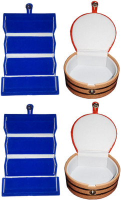 

Afrose Set of 4 velvet Vanity case Ring and Earring storage travelling Folder Box Vanity Box(Multicolor)