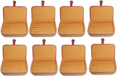 

Afrose Set of 8 velvet Vanity case ring storage travelling folder Box Vanity Box(Brown)