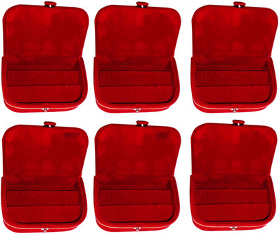 

Sarohi Set of 6 velvet Vanity case Ear ring storage travelling folder Box Vanity Box(Maroon)