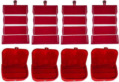 

Shivanshshine Combo 4 pc red earring folder and 4 pc red ear ring box vanity case Vanity Box Vanity Box(Red)