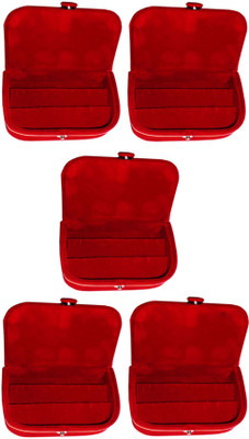 

Afrose Set of 5 velvet Vanity case Ear ring storage travelling folder Box Vanity Box(Maroon)