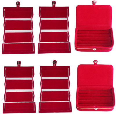 

Afrose Combo of 6 velvet Vanity case Ring and Earring storage travelling Folder Box Vanity Box(Multicolor)