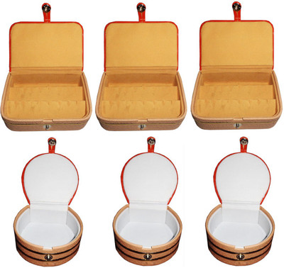 

Sarohi Set of 6 velvet Vanity case Ring and Earring storage travelling Folder Box Vanity Box(Multicolor)