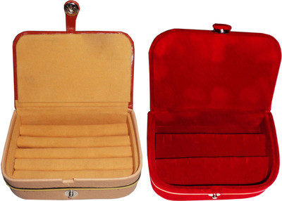 

Sarohi Combo of 2 velvet Vanity case Ring and Earring storage travelling Folder Box Vanity Box(Multicolor)