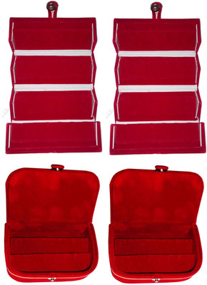 

Afrose Combo of 4 velvet Vanity case Ring and Earring storage travelling Folder Box Vanity Box(Multicolor)