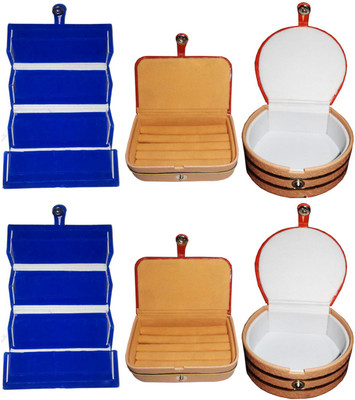 

Shivanshshine Combo 2 pc blue earring folder 2 ear ring box and 2 pc bangle box jewelry vanity case Vanity Box Vanity Box(Multicolor)